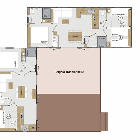 Mobile home 10 persons - Cottage Premium "Route de la noix" 5 bedrooms. - TV - AIR CONDITIONING - LV - 3 BATHROOMS