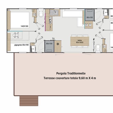 Mobile home 10 persons - Cottage Premium Martel 4 bedrooms. - TV - AIR CONDITIONING - LV - 2 BATHROOMS