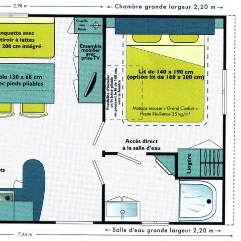 BUNGALOW 4 personnes - NOUVEL-IRM 29m² (2 CH) TERRASSE