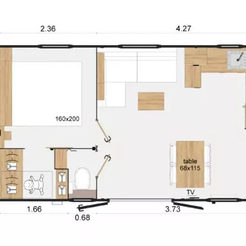 Mobilheim 4 Personen - Privilège 3 Zimmer 4 Personen Klimatisiert + TV