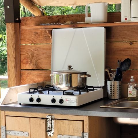 TENTE TOILE ET BOIS 4 personnes - Insolite Premium - Tente Bali 2 chambres - avec sanitaire -