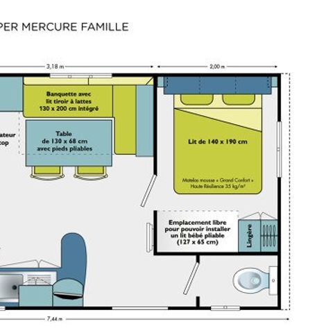 MOBILHOME 4 personnes - Loggia Classic 27m² - climatisation- TV - terrasse intégrée