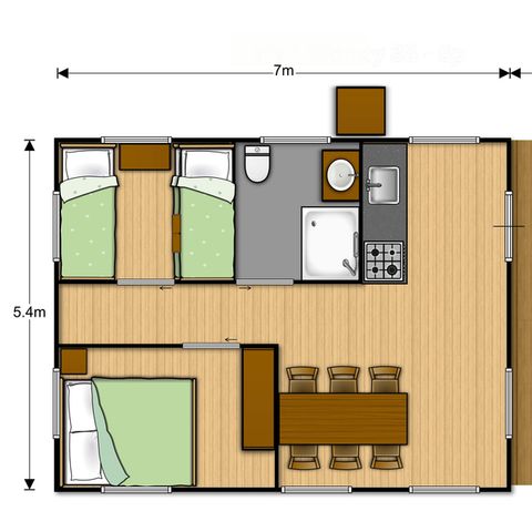 LODGE 6 persone - Tenda Ciela Nature Lodge - 2 camere da letto - Cucina attrezzata - Bagno