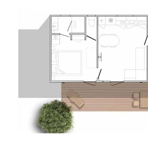 BUNGALOW 4 personnes - Gamme Luxe - Maya - 2 Chambres / 2 Salles de bain - Climatisé