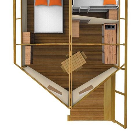 Tent van canvas en hout 4 personen - Ecolodge SAHARI 17m² 2 kamers - zonder sanitair