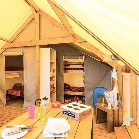 Tent van canvas en hout 4 personen - Ecolodge SAHARI 17m² 2 kamers - zonder sanitair