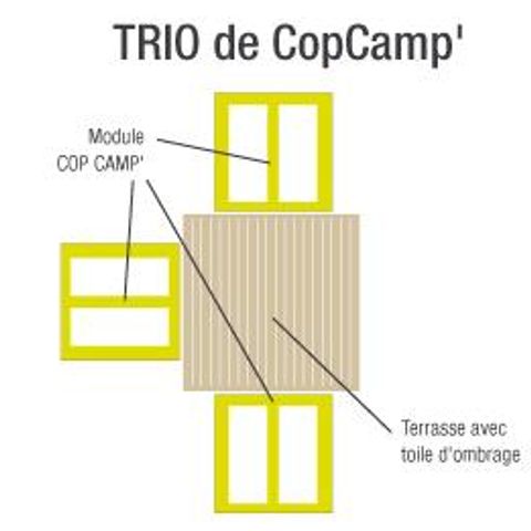 BUNGALOW 4 personen - Lodge COP'CAMP 18m² 2 kamers 2020 zonder eigen badkamer