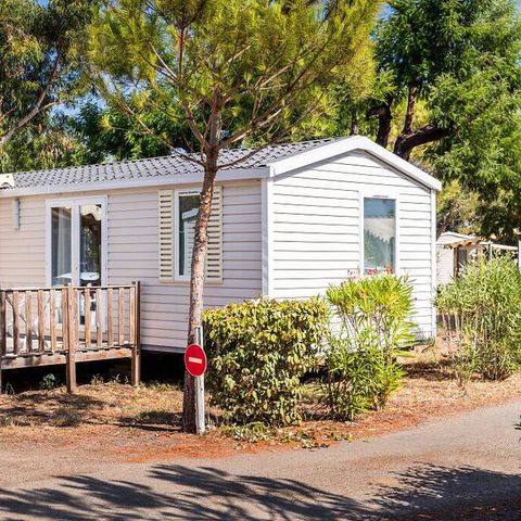 Bungalow 4 personen - Mobilheim | Comfort | 2 Zi. | 4 Pers. | Nicht überdachte Hochterrasse | 1 Bad | TV