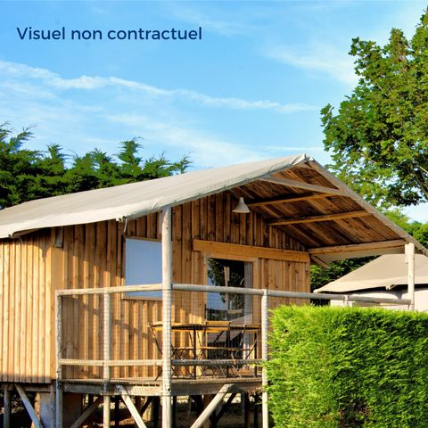 CANVAS AND WOOD TENT 4 people - Cabane Lodge Bois sur Pilotis Standard 34m² (2 bedrooms) including covered terrace 11m² 4 pers.