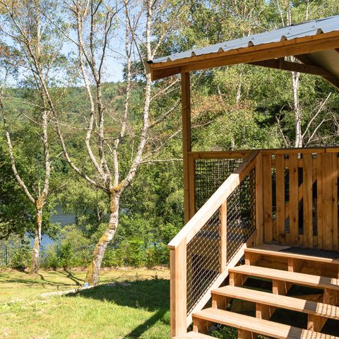 CHALET 5 persone - VIP Premium Lodge 34m² - vista lago (2 camere da letto) + TV + lenzuola + asciugamani + terrazza coperta 11m² 4/5 pers.