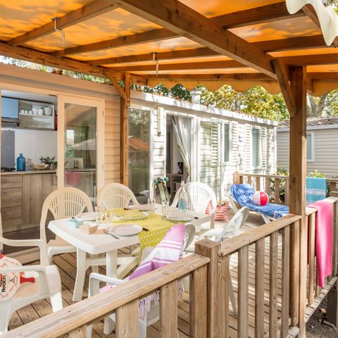 Stacaravan 6 personen - Comfort | 3 Slaapkamers | 6 Pers | Verhoogd terras | Airconditioning | TV