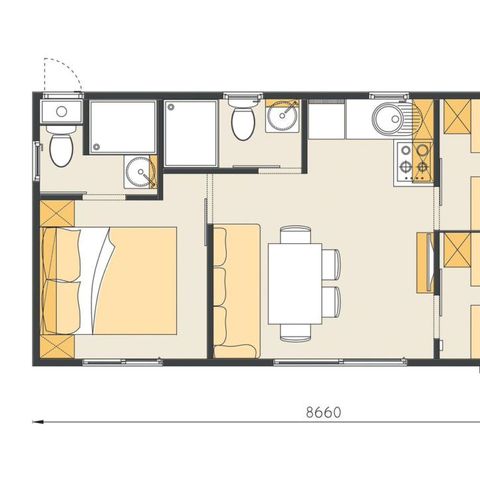 CASA MOBILE 6 persone - Casa mobile | Comfort XL | 3 camere da letto | 6 persone | Terrazza rialzata | 2 bagni | Aria condizionata | TV