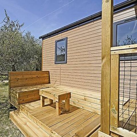 Bungalow 6 personen - Mobile-home | Premium | 3 slaapkamers | 6 pers | Verhoogd terras | 2 badkamers | Airconditioning | TV