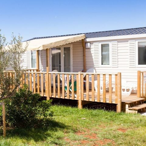 Stacaravan 6 personen - Mobile-home | Comfort | 2 slaapkamers | 4/6 pers. | Verhoogd terras | Airconditioning | TV