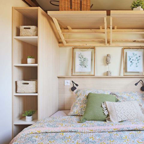 Stacaravan 7 personen - FAMILIE assortiment PORTLAND Chalet- Grote erker die leidt naar het terras: gegarandeerd licht!