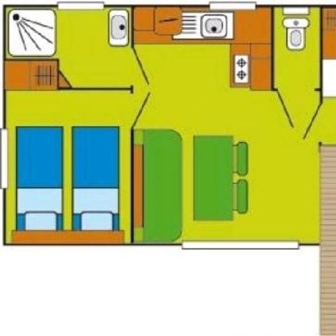 BUNGALOW 5 personnes - Mobil-home | Comfort | 2 Ch. | 5 Pers. | Terrasse Simple | 1 SDB | Clim.