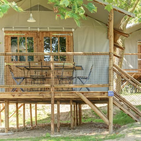 CANVAS AND WOOD TENT 4 people - Wooden lodge on stilts CONFORT + 38 sqm