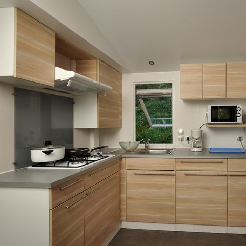 MOBILHOME 6 personas - Mobil-home de madera COMFORT 31m² (3 habitaciones) Zona peatonal + terraza 18m² + TV + Nespresso