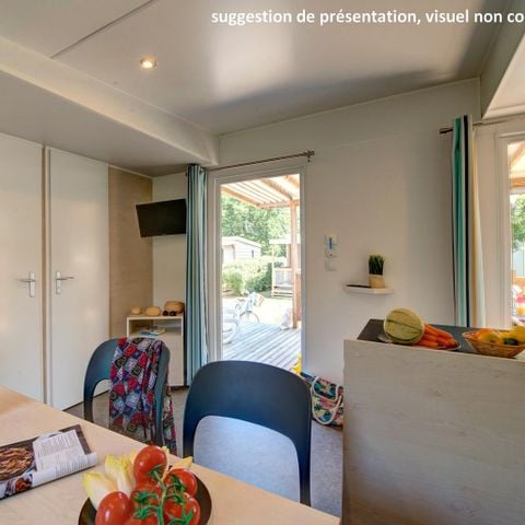 Mobilhome 6 personnes - CONFORT 35m² - 3 chambres - CLIM - Terrasse semi-couverte - TV - Lave-vaisselle