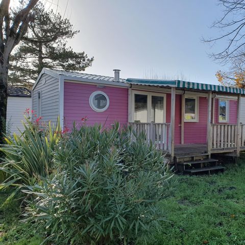 Stacaravan 6 personen - Stacaravan Confort 29m² - 3 kamers + halfoverdekt terras + TV 6 pers