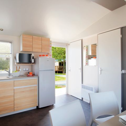 Stacaravan 6 personen - Stacaravan Confort 29m² - 3 kamers + halfoverdekt terras + TV 6 pers