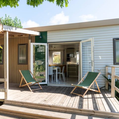 Mobile home 6 persons - Homeflower Premium 31m² - 3 bedrooms + semi-covered terrace + dishwasher + TV 6 pers
