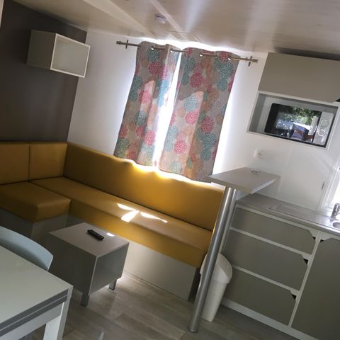 Mobilheim 6 Personen - Homeflower Premium 31m² - 3 Schlafzimmer + halbüberdachte Terrasse + Geschirrspülmaschine + TV 6 pers.