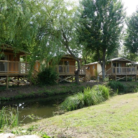 Lodge 5 personen - SWEETFLOWER PREMIUM Lodge op palen in hout en canvas, 2 slaapkamers