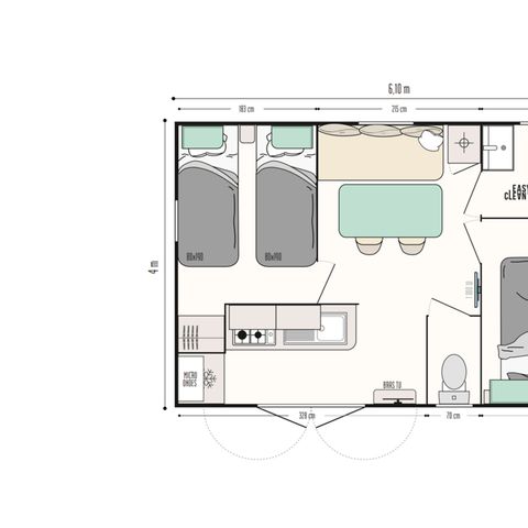 MOBILHOME 4 personas - Mobil-home confort 22m² - 2 habitaciones - terraza semi-cubierta +TV 4 pers