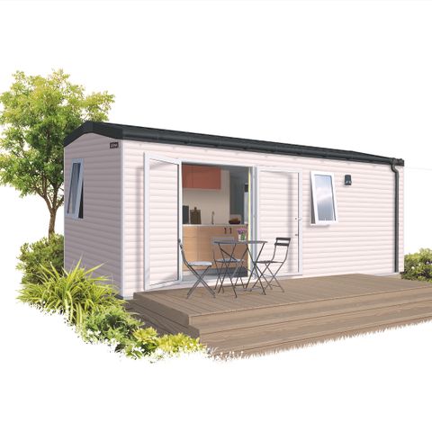 Stacaravan 4 personen - Comfort stacaravan 22m² - 2 kamers - halfoverdekt terras +TV 4 pers