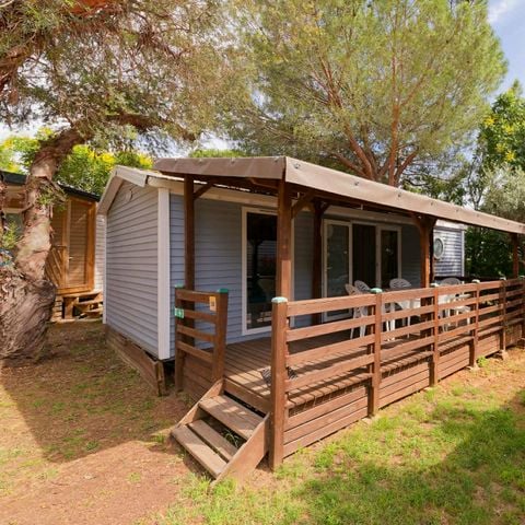 Stacaravan 6 personen - Stacaravan LAVANDE Confort 29m² (2 kamers) - overdekt terras 16m² - TV + Air Conditioning 4/6 pers