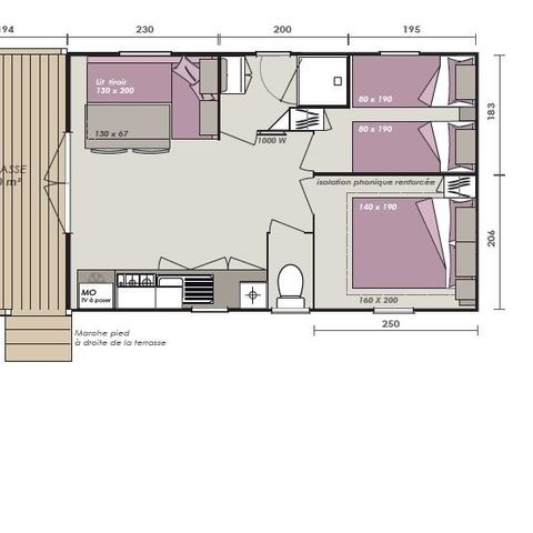 MOBILE HOME 4 people - Mobil-Home ROMARIN Confort 32m² (2 bedrooms)+ - covered terrace 8 m² - TV + Air conditioning 1/5 pers