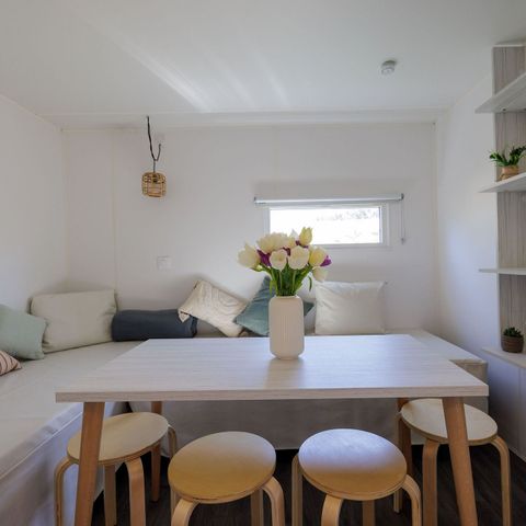 CANVAS AND WOOD TENT 4 people - Ecrin Cocoon Insolite 16m² (without sanitary facilities) 2 bedrooms + Covered terrace 14 m² + TV + Kitchenette 4 people