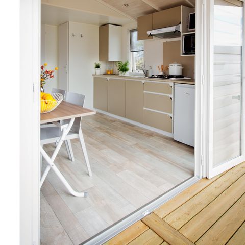 Stacaravan 4 personen - Stacaravan HIBISCUS Premium 32m² (2 kamers) - overdekt terras 8 m² - TV - LV - Airconditioning 4 pers
