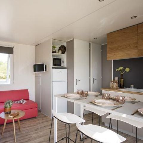 Mobilheim 6 Personen - Mobilheim LAURIER ROSE Premium (3 Schlafzimmer) 33m2 - überdachte Terrasse 19m2+ TV + Klimaanlage 1/7 Pers.