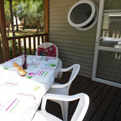 Stacaravan 4 personen - Stacaravan OLIVIER Confort 29m² (2 kamers) - terras 9 m²+ TV + Air-conditioning 4 pers