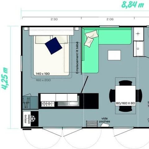 Mobilhome 6 personnes - 4 Pièces 6 Personnes+ TV