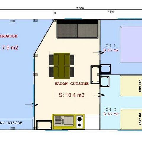 TENTE TOILE ET BOIS 4 personnes - Confort 3 Pièces 4 Personnes Sans Sanitaires