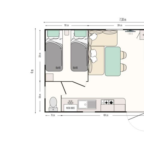 Mobile home 4 persons - EDEN TV 2 bedrooms 26M2