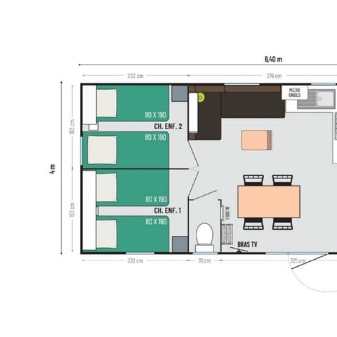 MOBILHOME 6 personnes - PRESTIGE TV 3 chambres 31M2