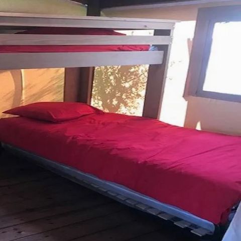 Tienda de lona y madera 6 personas - ALGODÓN PREMIUM, con instalaciones sanitarias