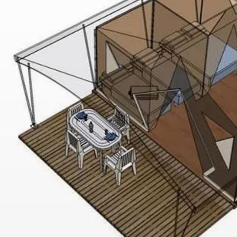 CANVAS AND WOOD TENT 5 people - CANADA D, without sanitary facilities