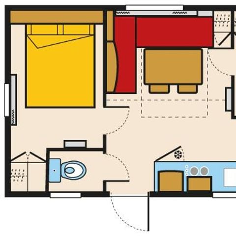 Stacaravan 5 personen - OPHEA 28m² + terras (5e persoon op bank, niet uitklapbaar)