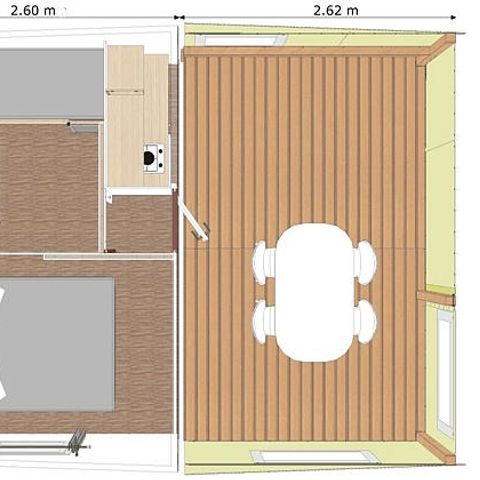 TIENDA DE LONA Y MADERA 5 personas - TITHOME 20m² - 2 habitaciones