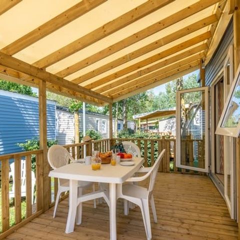 MOBILHOME 6 personnes - Comfort XL | 3 Ch. | 6 Pers. | Terrasse surélevée | Clim. | TV