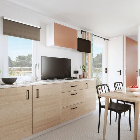 Stacaravan 6 personen - Comfort XL | 2 slaapkamers | 4/6 pers. | Verhoogd terras | Airconditioning | TV