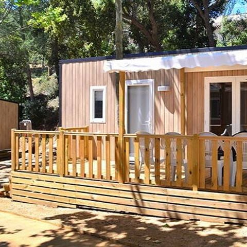 Mobilheim 6 personen - Comfort | 2 Zi. | 4/6 Pers. | Erhöhte Terrasse | Klimaanlage