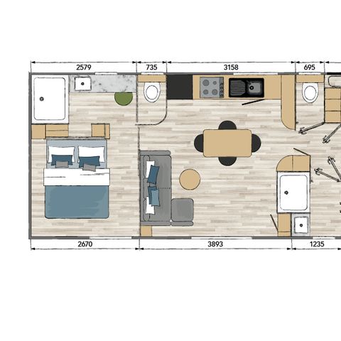 MOBILE HOME 6 people - TULUM 3CH, LUXURY - D - Air-conditioned - 3 Bedrooms
