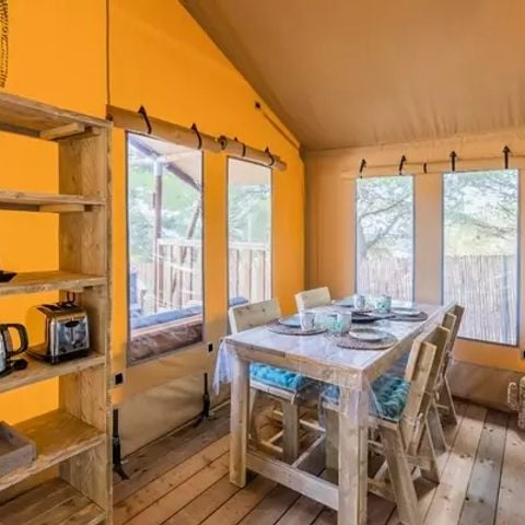 Tente en toile et en bois 4 personnes - Woody Lodge 3 Pièces 4 Personnes