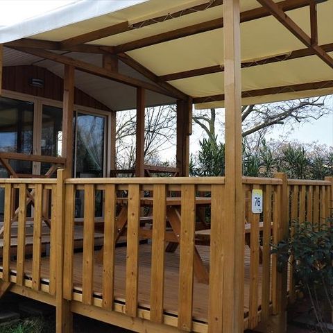 MOBILE HOME 4 people - Cottage Premium 32m² (2bed) + Covered terrace + air conditioning + LV + TV + linen 4 pers
